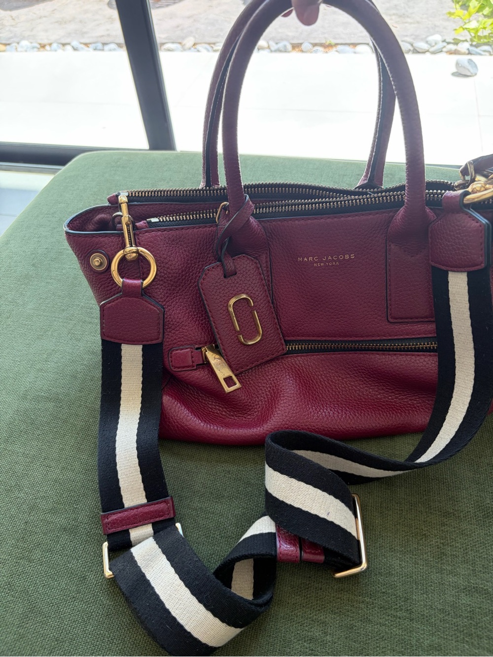 Marc Jacobs Recruit Bauletto Burgundy Leather Satchel Crossbody Bag